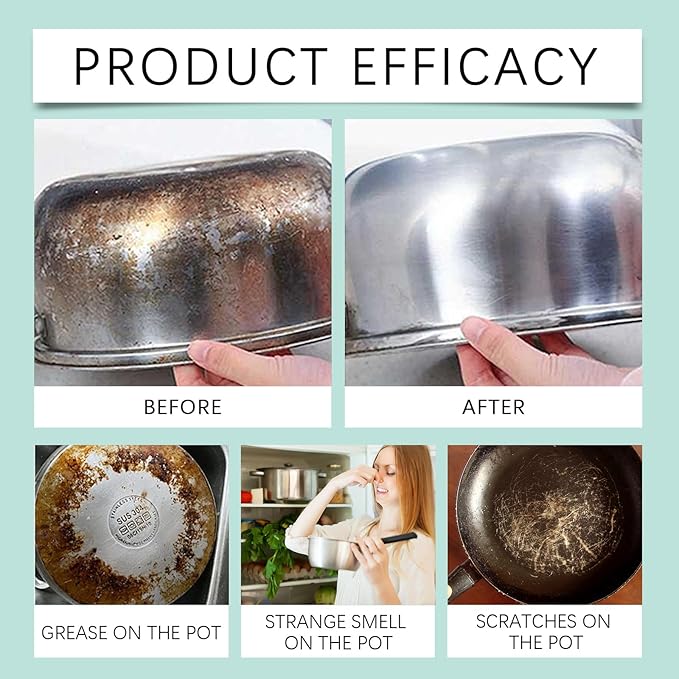 Pot and Pan Cleaner Gel, Magic Pot Bottom Cleaning Gel, 5 fl oz Tough Stove Top and Cookware Cleaner, Removes Stubborn Stains on Stainless Steel, Cast Iron, Copper Pots
