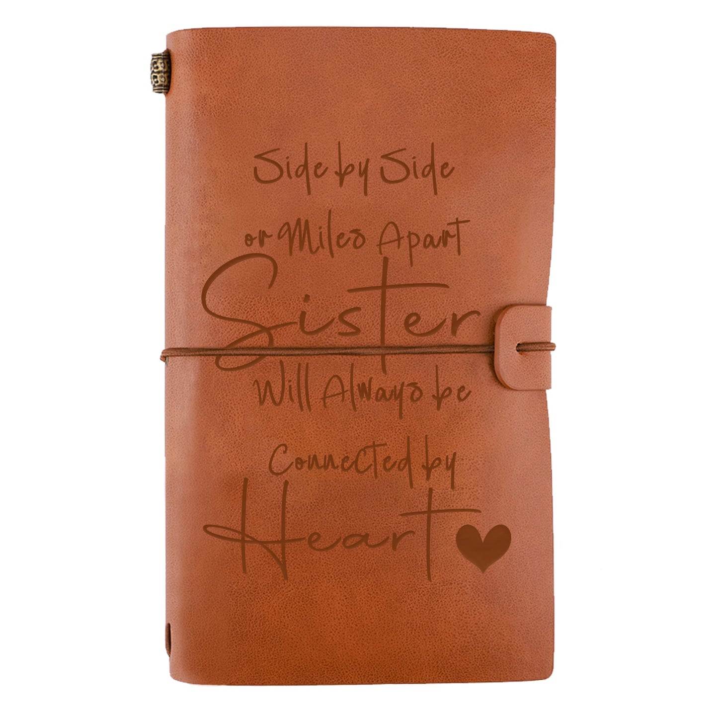 Friendship Gifts for Best Friend Sisters Gift from Sister Leather Journal Gift for Sister - Side by Side or Miles Apart Friendship Gift for Women Friends Birthday Wedding Gift from Brother Sister