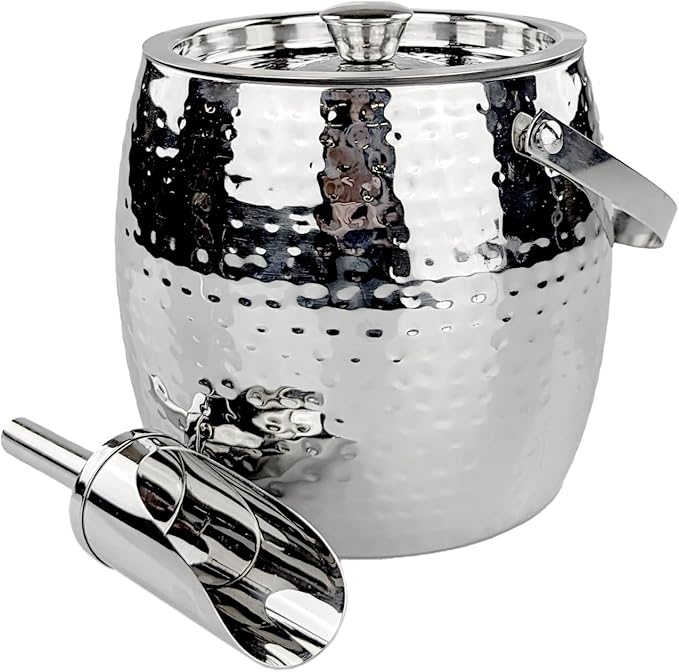 BREKX 3-QT Insulated Ice Buckets for Parties with Lid and Scoop - Iceberg Anchored Wine Chiller Champagne Bucket for Cockt...
