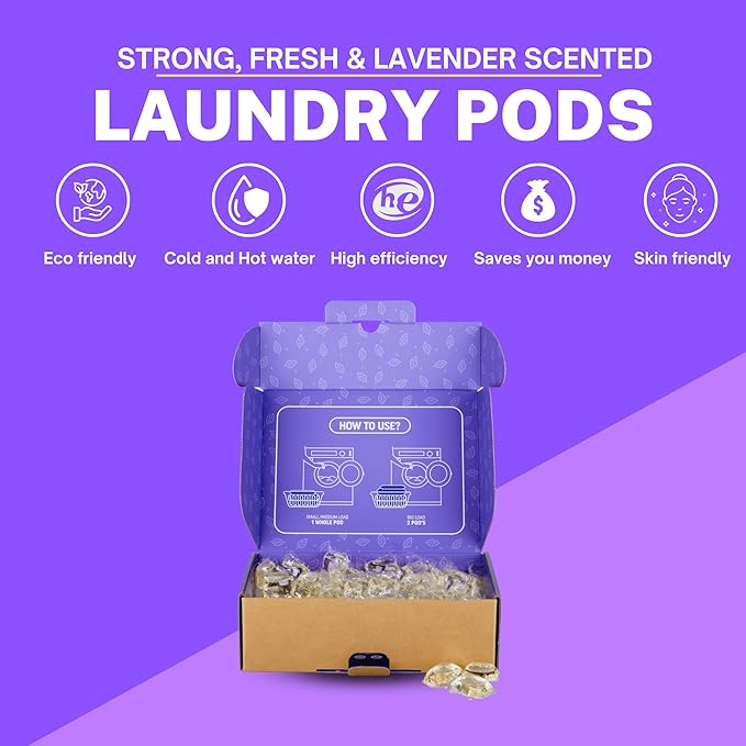 Greenseedz Laundry Pods, Fresh Lavender Scent, 128 Pacs, Eco Friendly, Powerful Clean, Skin Friendly, Biodegradable, HE Compatible