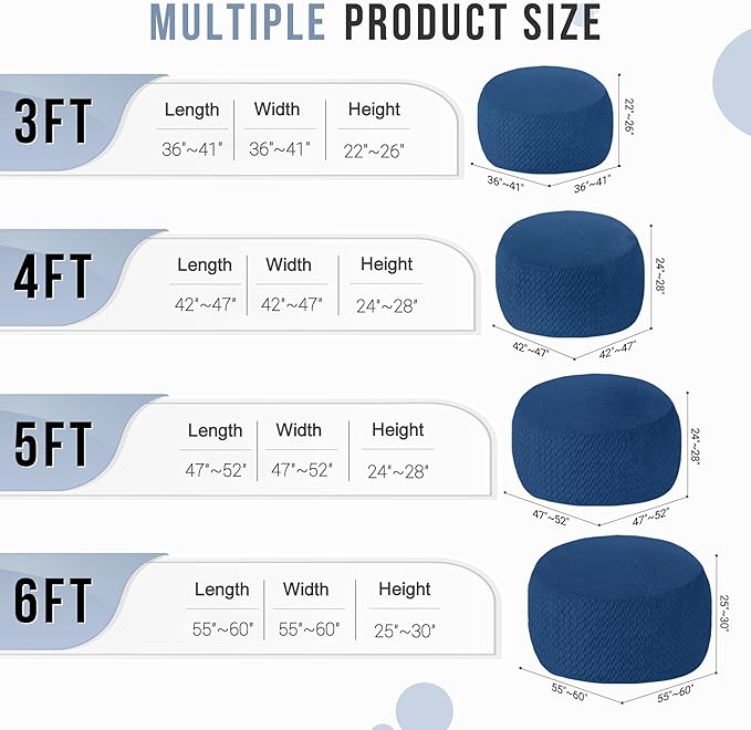 4FT Bean Bag Chair,Giant Bean Bag Chairs for Adults,Big Bean Bags with Memory Foam Filled, Large Beanbag Chairs with Chevron Plush Cover-Blue