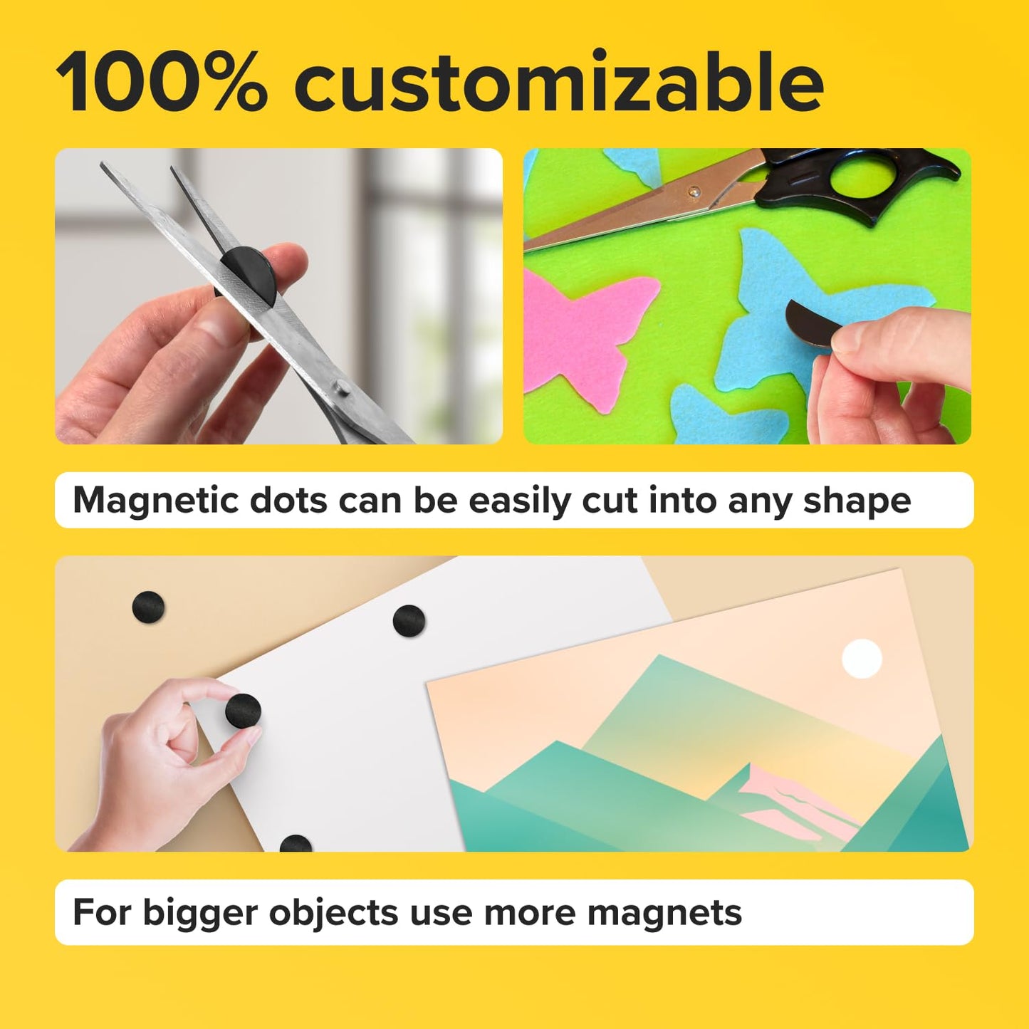 Peel-&-Stick Flexible Adhesive Magnets - 320 Magnetic Dots for Office Supplies, Whiteboard, Crafts, Fridge, & School Projects