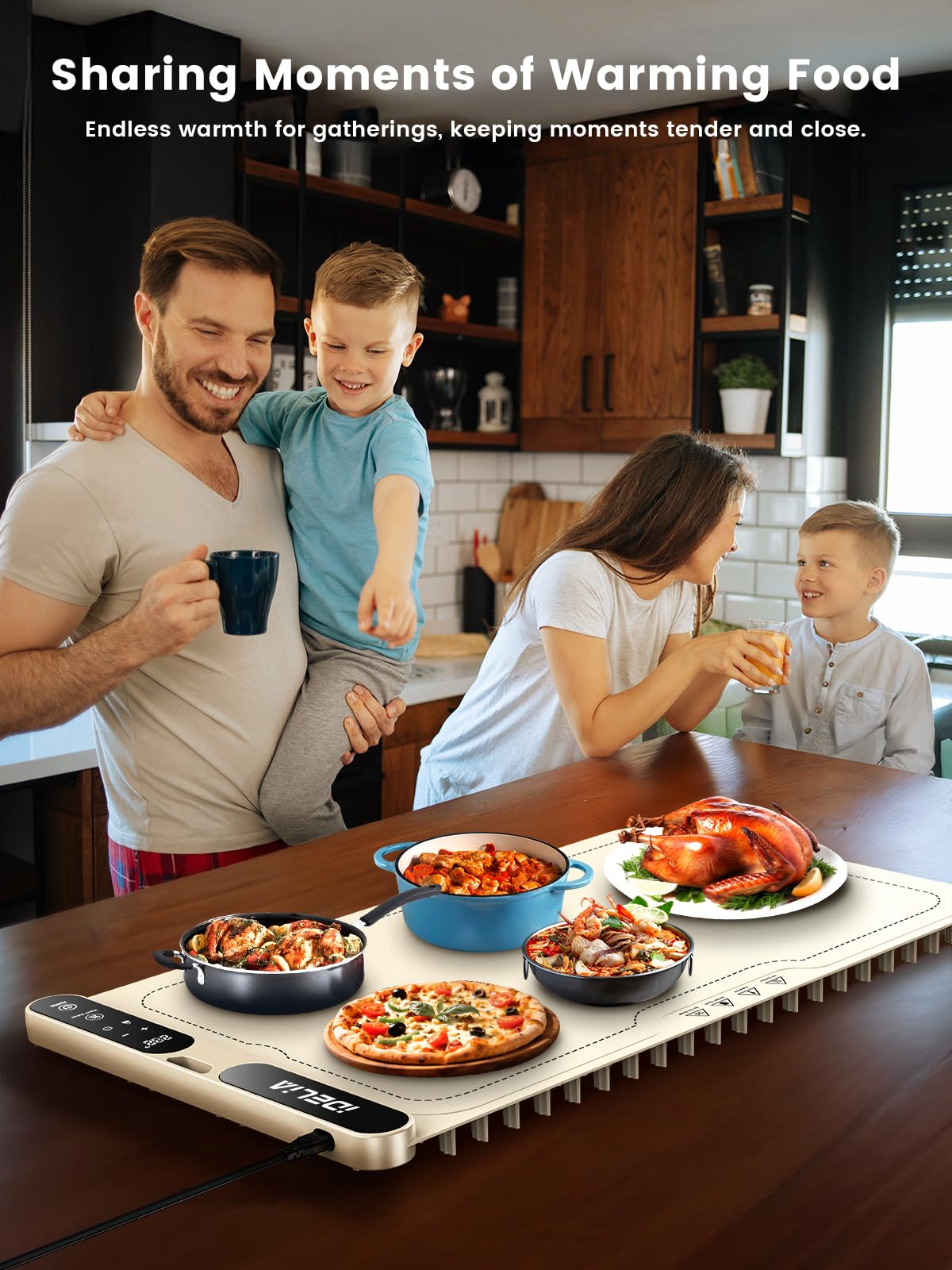 Food Warming Mat Electric Heating - Portable Silicone Warming Tray with 7 Temperature Settings and 8 Hours Timer for Party Buffet Home Travel Kitchen (23.6"x15",Beige)
