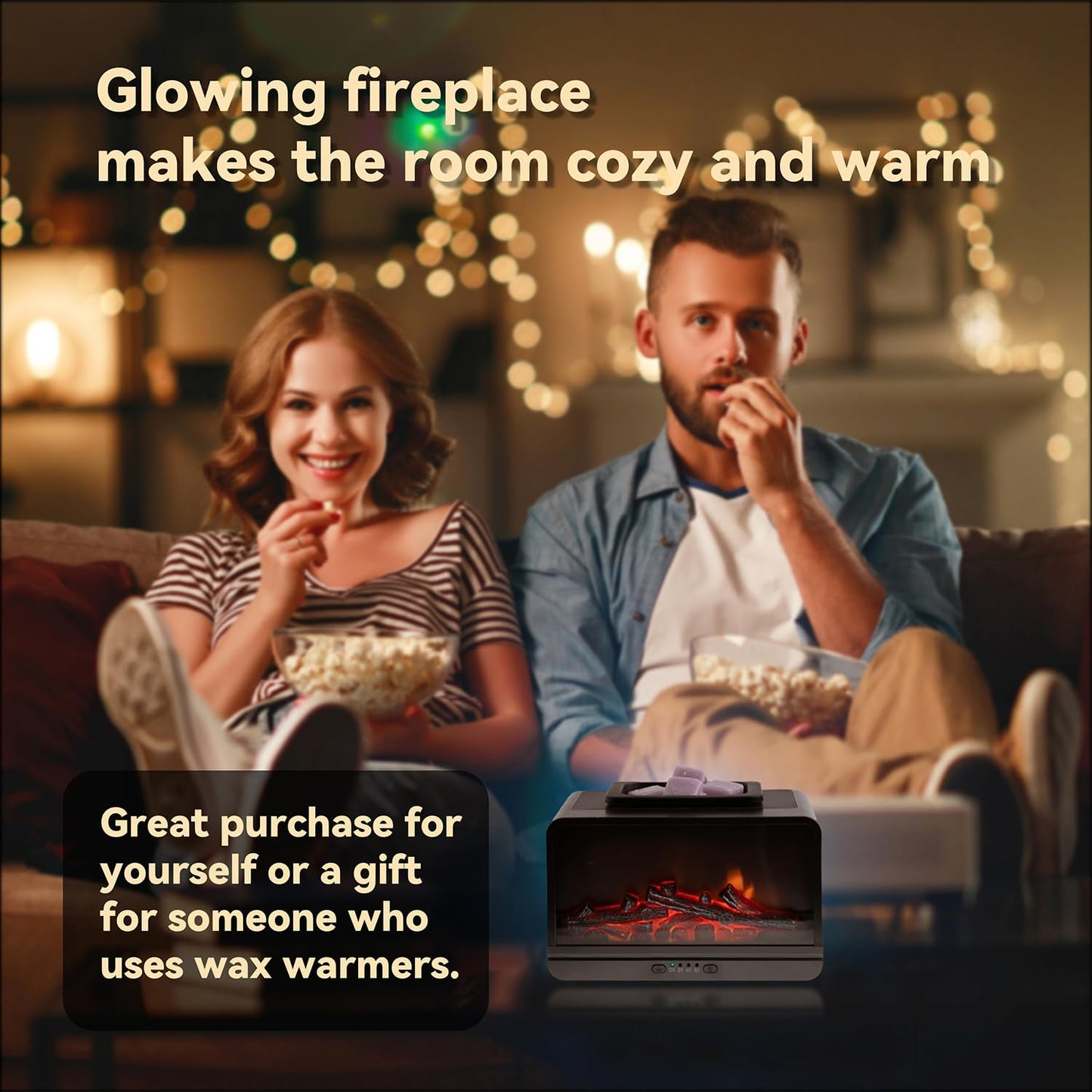 AGATECHO Fireplace Wax Melt Warmer Dynamic Flame Wax Burner with Timer Wax Melter by PTC Heating Safe Auto-Off Simulated Flames Fragrance Warmer for Scented Wax for Home Office Decor