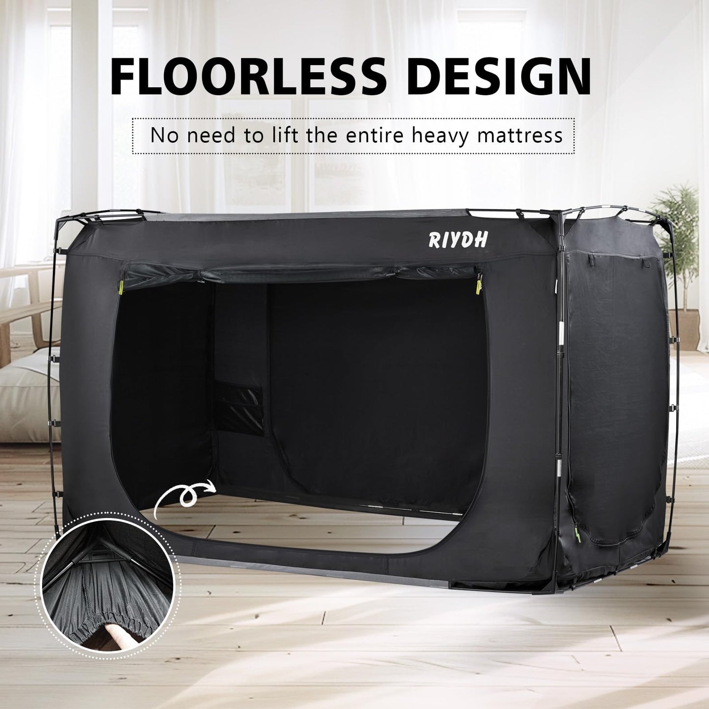 RIYDH Bed Tent Bed Canopy Queen Size Tents for Adult and Kids- Original Design Portable Dream Tent Indoor Sleeping Tents 80% Blackout with 3 Doors Breathable Big Space Tents