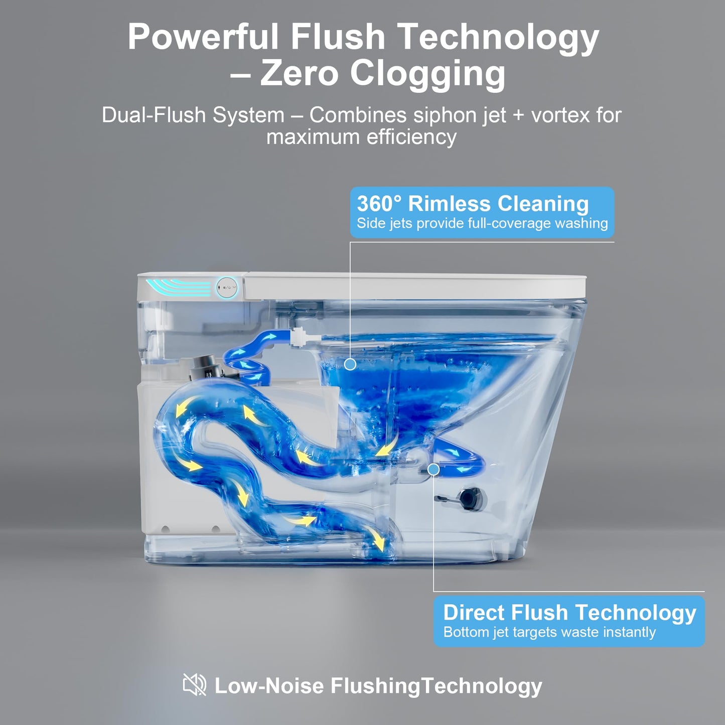 Smart Toilet with Bidet Built in, Elongated Toilet with Heated Seat, Dryer, Auto-Lift Lid, Soft Close, Electric Tankless Toilets for Bathroom with Auto Flush 1 GPF, MAP 1000g