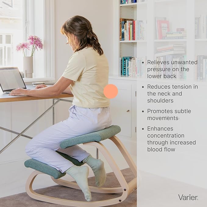 Varier Variable Natural/Pink Ergonomic Office Kneeling Chair – Active Sitting, Rocking Seat for Home, Study & Posture Support – 10 Year Quality Guarantee