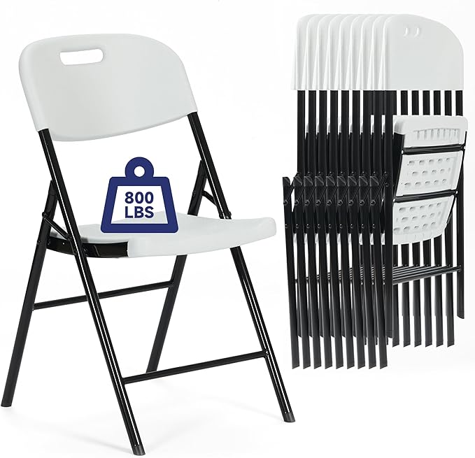 Winlice 20 Pack Thicker 800 LBS White Folding Chairs, Commercial Grade Folding Chair, Foldable Chairs for Events