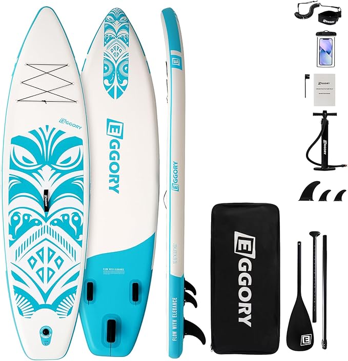 Inflatable Paddle Board,Stand Up Paddle Board Set, Extra Wide SUP Board with Removable Fin, Floating Paddle, Hand Pump, Wa...