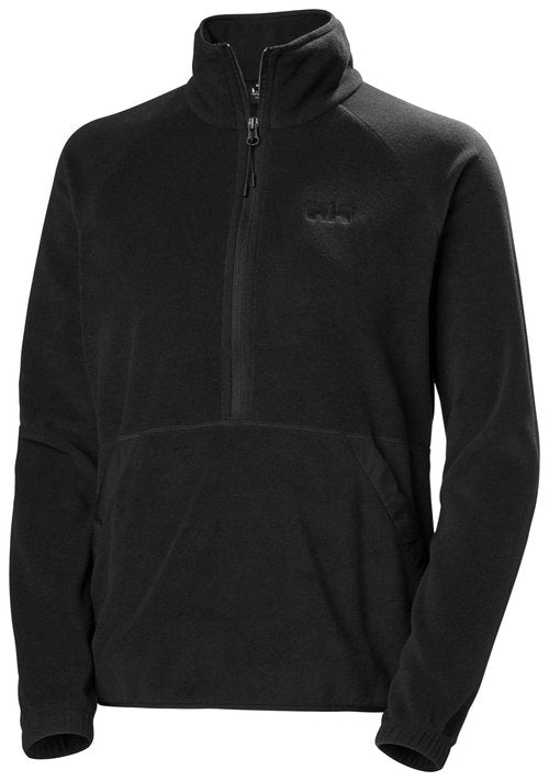 Helly-Hansen Rig Fleece 1/2 Zip Women's Cozy Outdoor Coat, Warm Layer for Hiking, Camping, and Everyday Adventures, 990 Black - XL