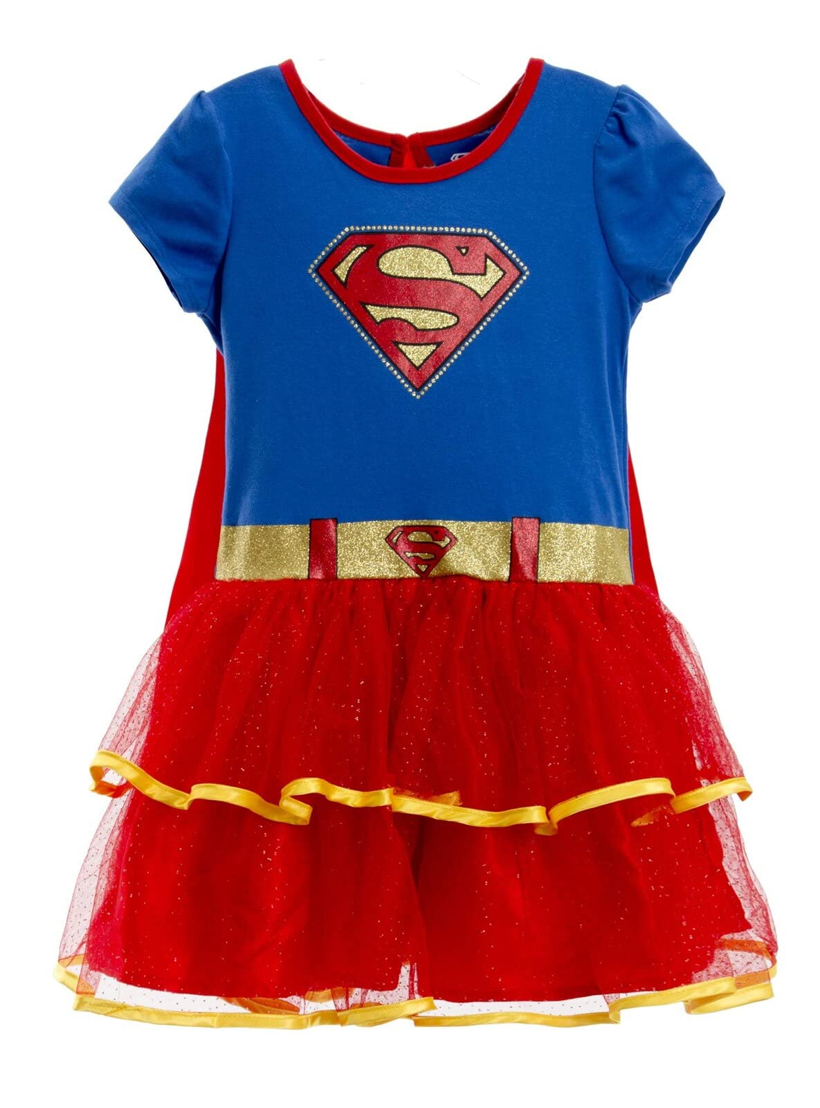 WARNER BROS Justice League Supergirl Toddler Girls Costume Dress Leggings Cape and Headband 4 Piece Set 3T