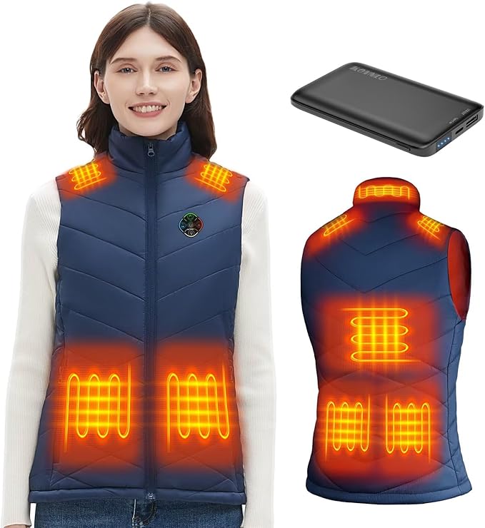KOVNLO Heated Vest for Women With Battery Pack Included, Smart Button with Light-out Design, Electric Heated Jackets