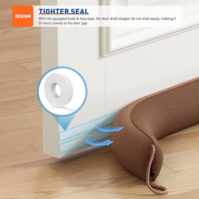 MAGZO Door Draft Stopper, 36 Inch Under Door Draft Blocker Noise Stopper, Weighted Wind Blocker Draft Guard for Bottom of Door, Brown