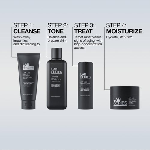 Lab Series Men's Max LS Water Lotion Toner - Moisturizing Essence Face Toner with Hyaluronic Acid and Caffeine - Skin Care for Men, 6.7 Fl Oz