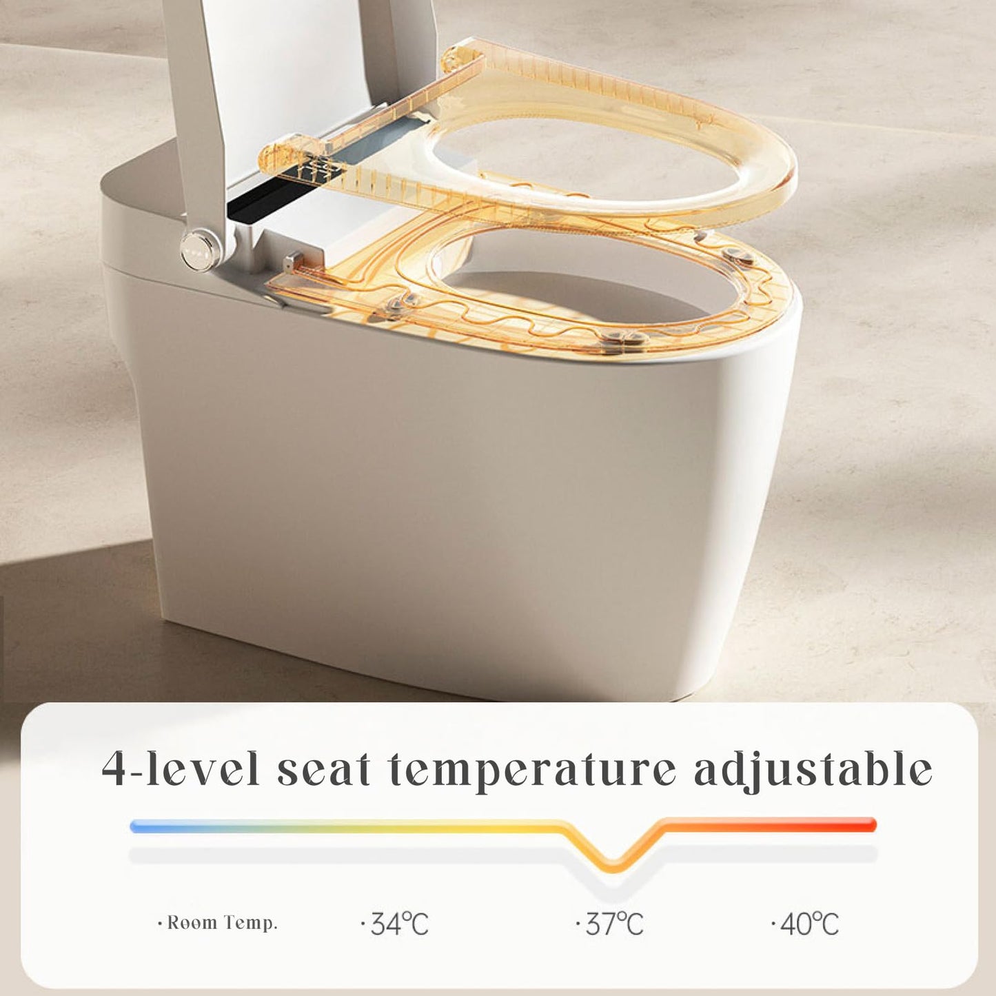 BONSAM Smart Toilet with Auto Open/Close Lid, Modern Toilet with Bidet Built In, Foam Shield, Auto Flush, Warm Water&Dryer, Self-Cleaning Heated Seat Toilet with Remote Control for Seniors & Families.