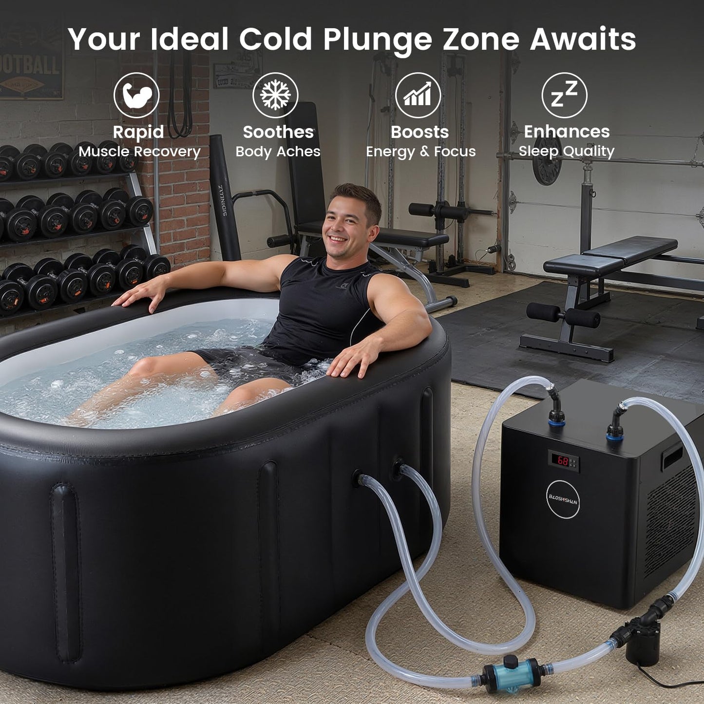 BAOSHISHAN 1/2 HP Cold Plunge Chiller with Pump & Filter for Ice Bath Tubs