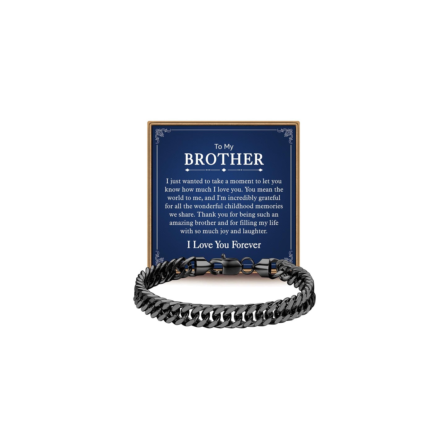 IEFLIFE Gifts for Brother - Brother Gifts from Sister Brothers, Birthday Gift for Men Him from Sister, 8mm Width Stainless Steel Cuban Link Chain Bracelet Gift for Brothers Man Him Jewelry