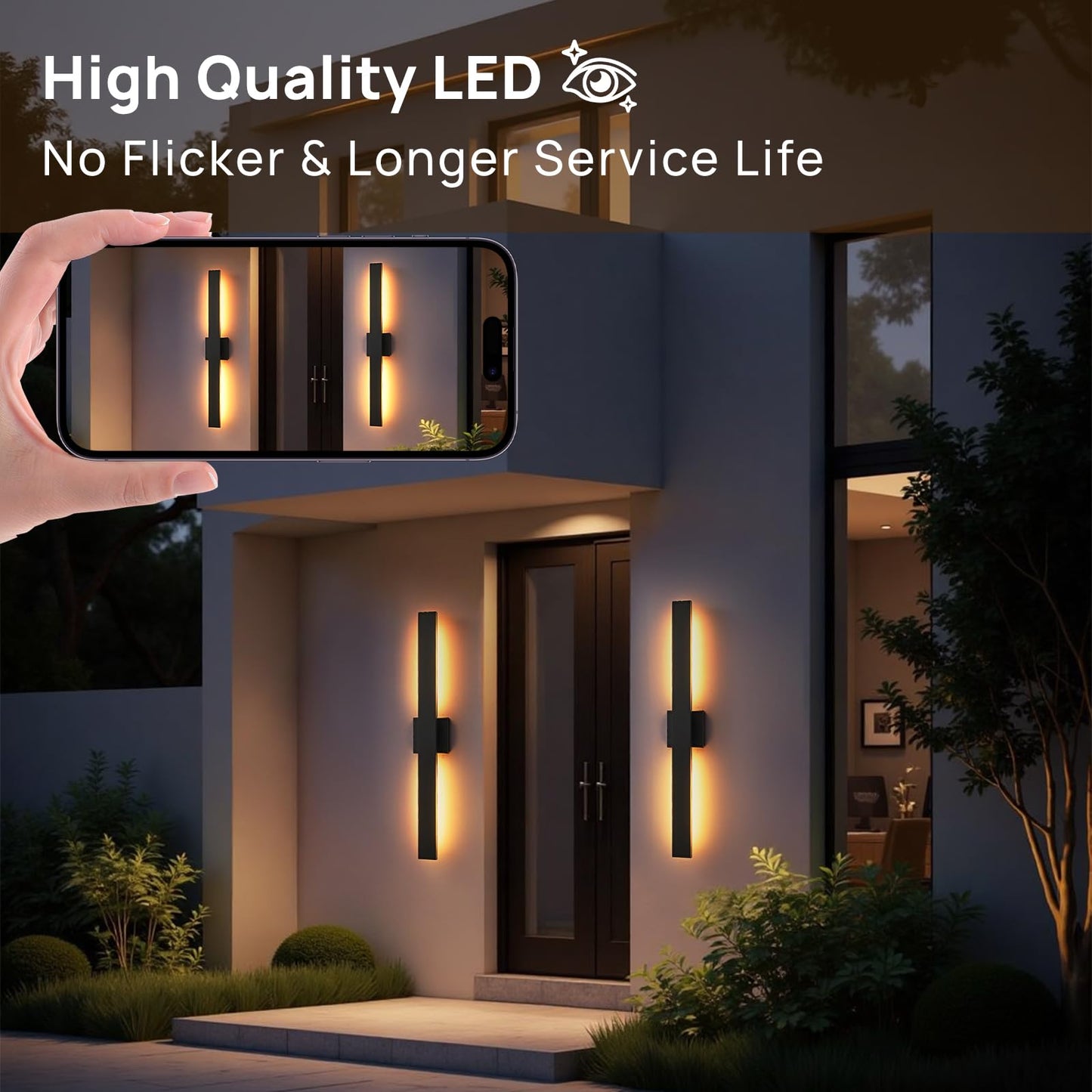 JOKAONOTL Upgraded 34in Black Long Modern LED Outdoor Wall Lights 3000K 4000K 5000K Dimmable Exterior Wall Sconce Outside Light fixtures for House Garage Front Door