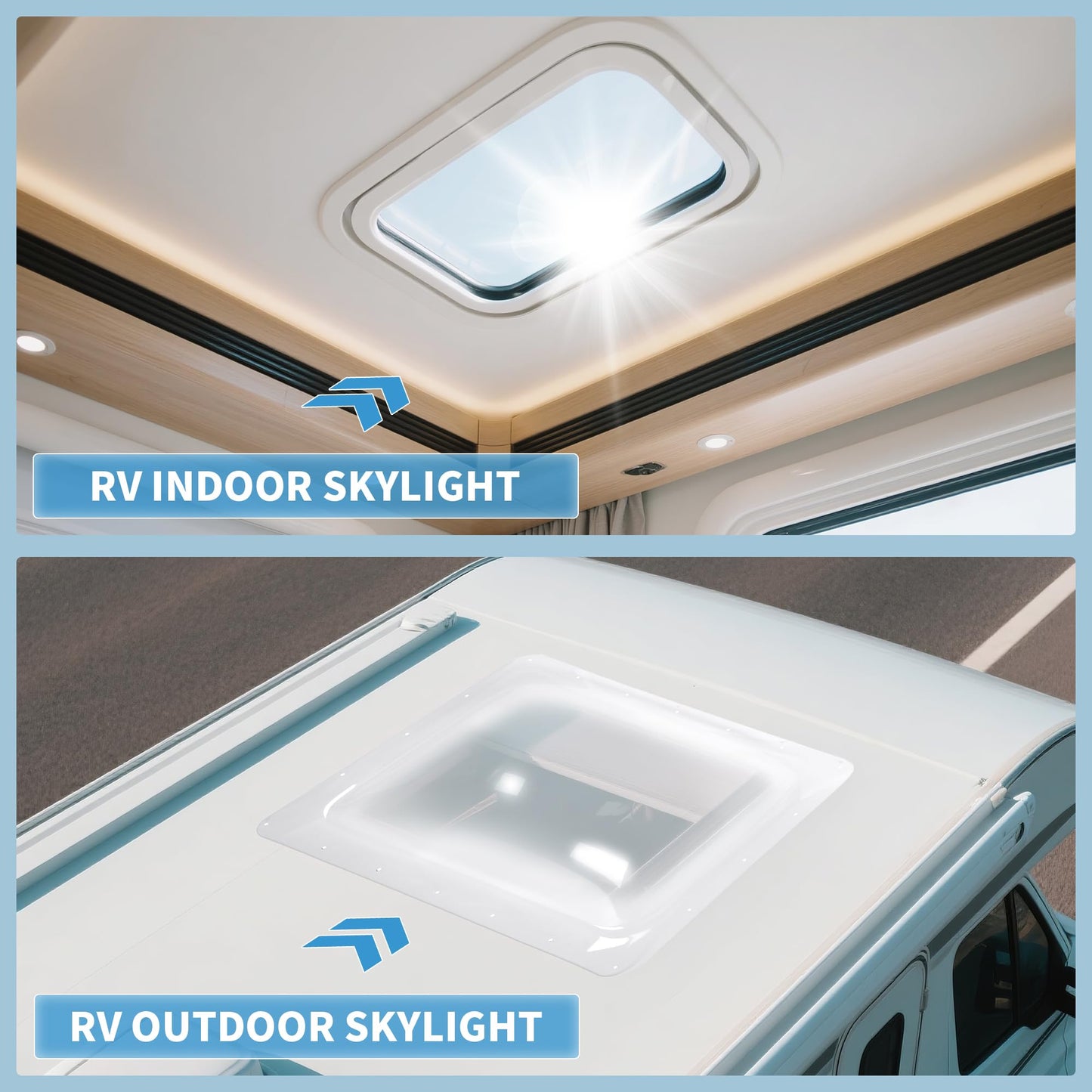 HECASA RV Skylight Replacement Bundle, White Outer Dome 18" x 26" (Fits 14" x 22" Openings) + Inner Dome 14" x 22" (2PCS) for Camper, Motorhome & RV Shower