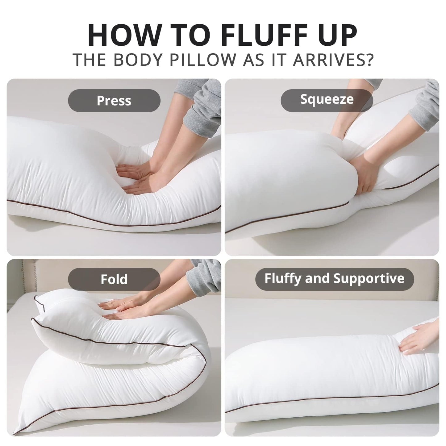 HUXMEYSON Body Pillow with Satin Pillowcase, Cooling Body Pillow for Adults, Removable Cover, Grey (20"x54")