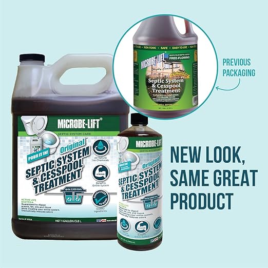 MICROBE-LIFT Septic Tank and Cesspool Treatment Enzymes - 6 Month Supply - Bacteria Digests Grease, Fats, Oils and Tissue, 32oz