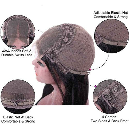 NC Body Wave Human Hair Wigs For Black Women Wig 4x4 Middle Part Lace Front Wigs 150% Density Body Wave Lace Front Wig Brazilian Virgin Hair Lace Closure Wig Natural Black(32inch) …
