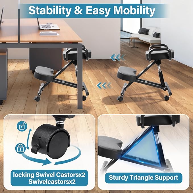 Kneeling Chair, Ergonomic Kneeling Chair, kneelings Office Chairs with Adjustable Height and Lumbar Support for Banking Meeting Room Office Home Reception,Improve Postures,