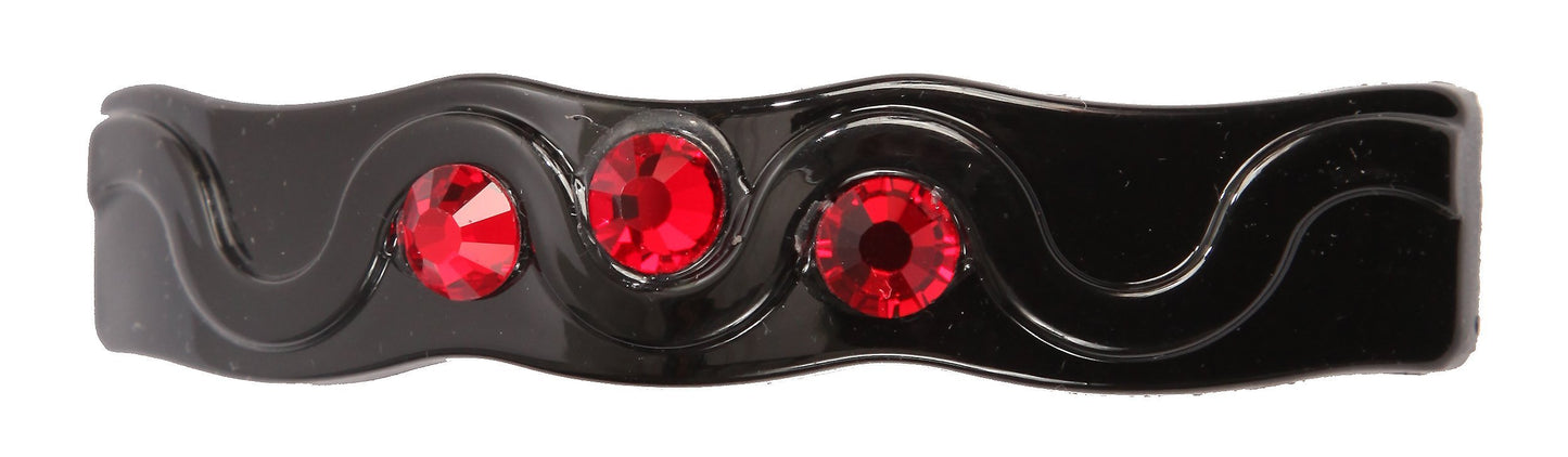 Caravan Rolling Thick Hair Barrette with 3 Siam Swarovski Rhine Stone, 0.5 Ounce