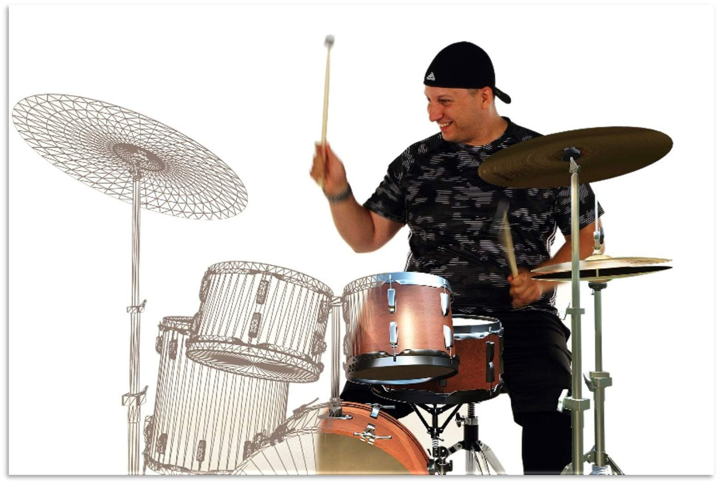 Aerodrums Portable Electronic Drum Set - Air Drumsticks, Black, Model A001, Low Latency, Quieter than Practice Pads, Record MIDI