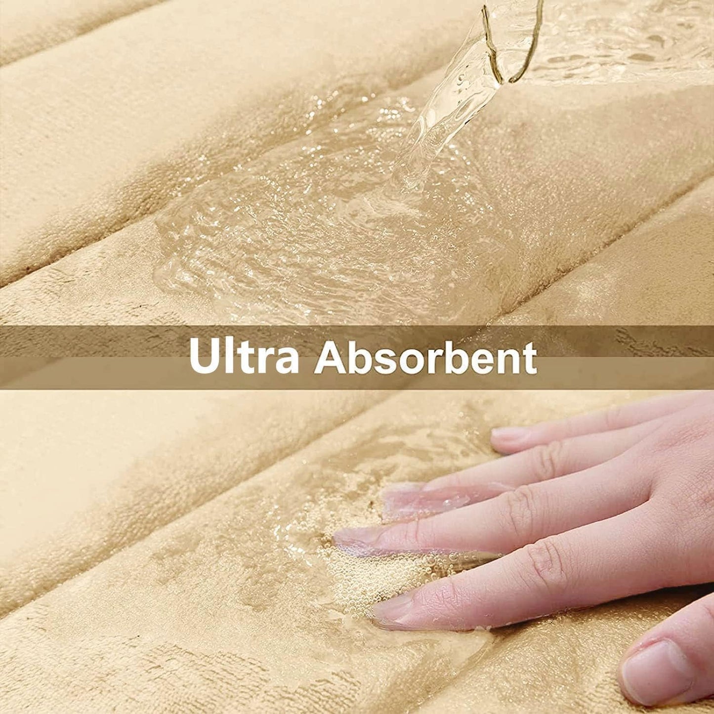 Buganda Memory Foam Bath Mat, 47" x 20", Ultra Soft and Non-Slip Bathroom Rugs, Water Absorbent and Machine Washable Bath Rug Runner for Bathroom, Shower, and Tub, Gold