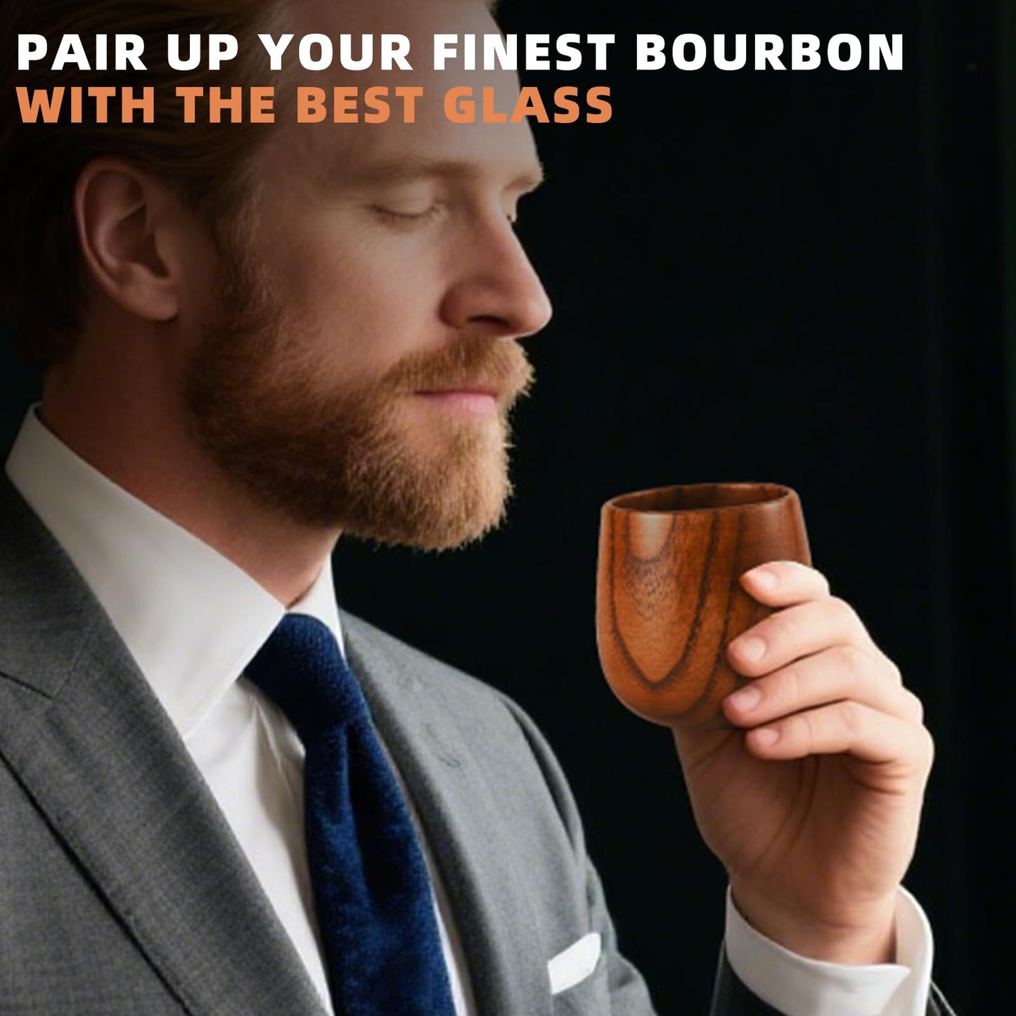 DIAFA Wooden Whiskey Drinking Glass,Bourbon Gifts for Men and Brother, Anniversary Birthday Gift,Set of 2 Old Fashioned Bourbon Glasses