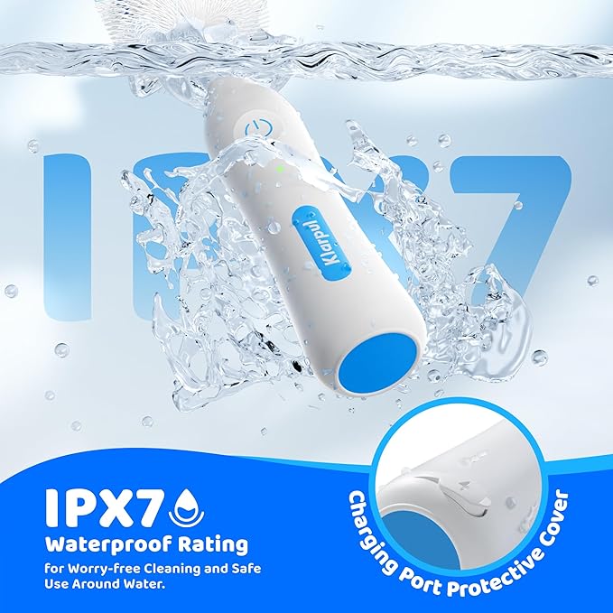 Electric Bottle Brush Cleaner, IPX7 Waterproof Baby Bottle Brush with Replaceable Nipple Cleaning Kit & Extender Rod, 2 Speed Modes, 360° Auto Cleaning, 2000mAh Battery, Rechargeable, Blue