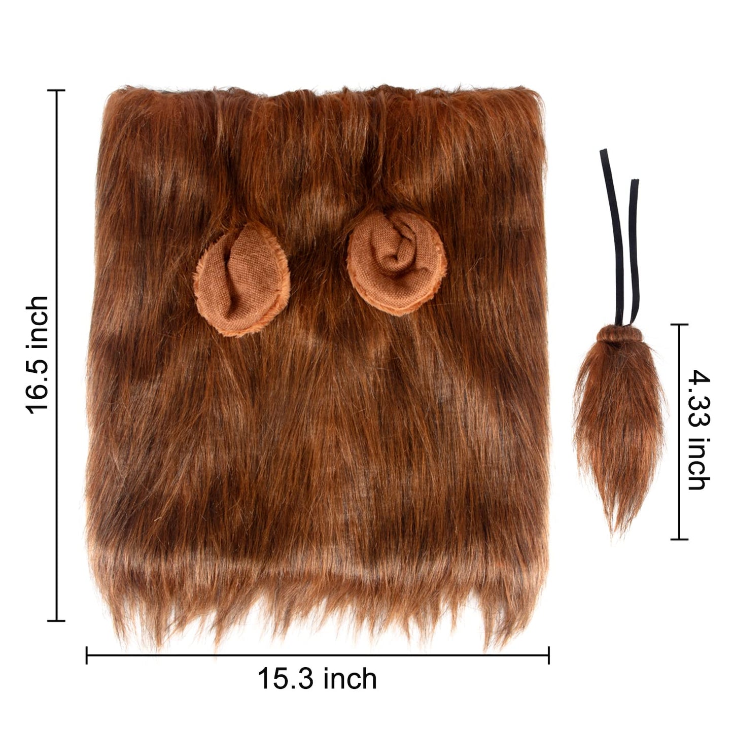 NEWBEA Lion Mane for Dog Costume, Dog Lion Mane, Realistic Funny Lion Wig for Medium to Large Sized Dogs, Halloween Fancy Dog Lion Costume (Dark Brown with Ear Tail)