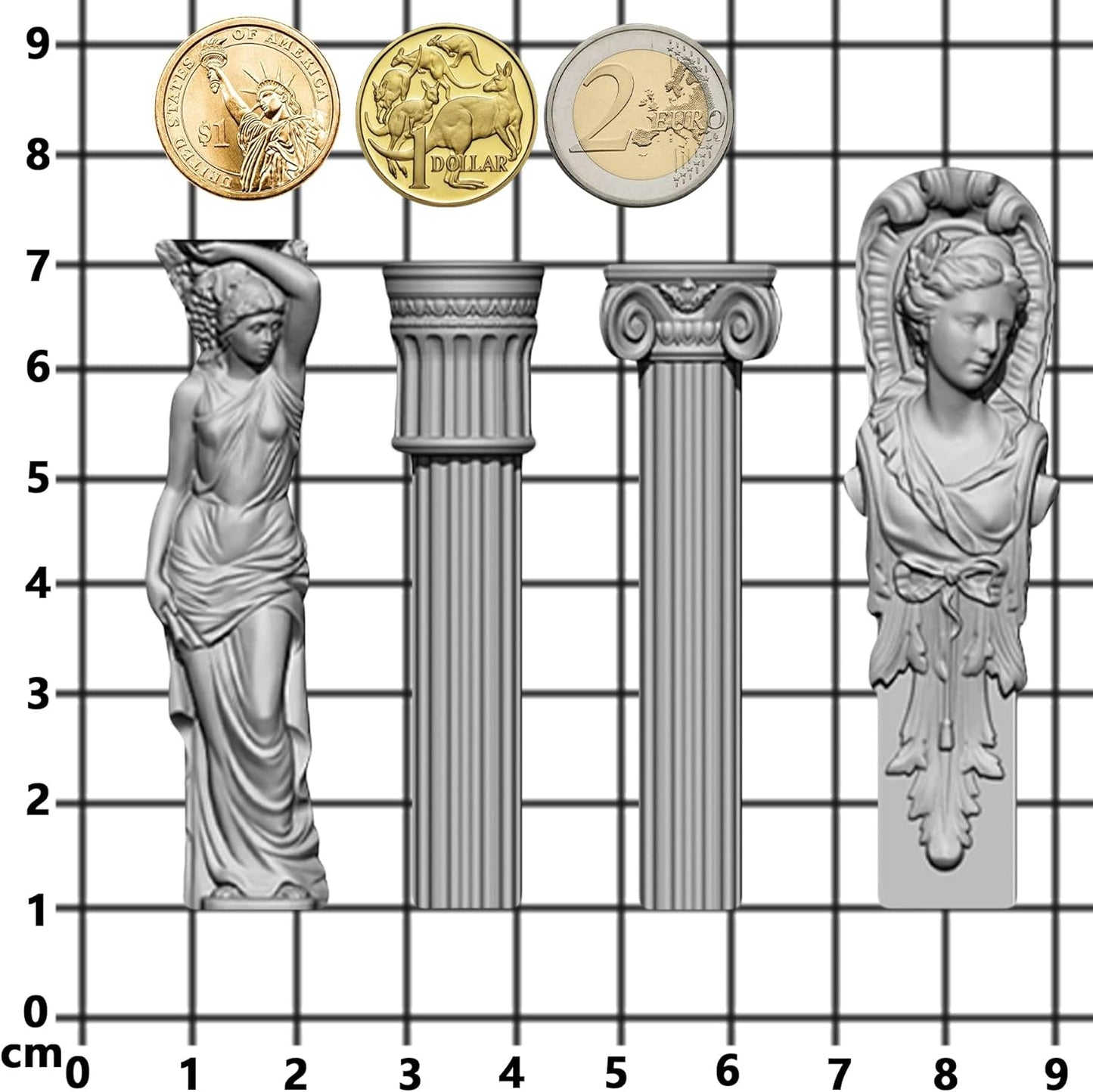 Art Mold for Polyclay Air Dry Clay Plaster, Decorative Column and Sculpture Statue