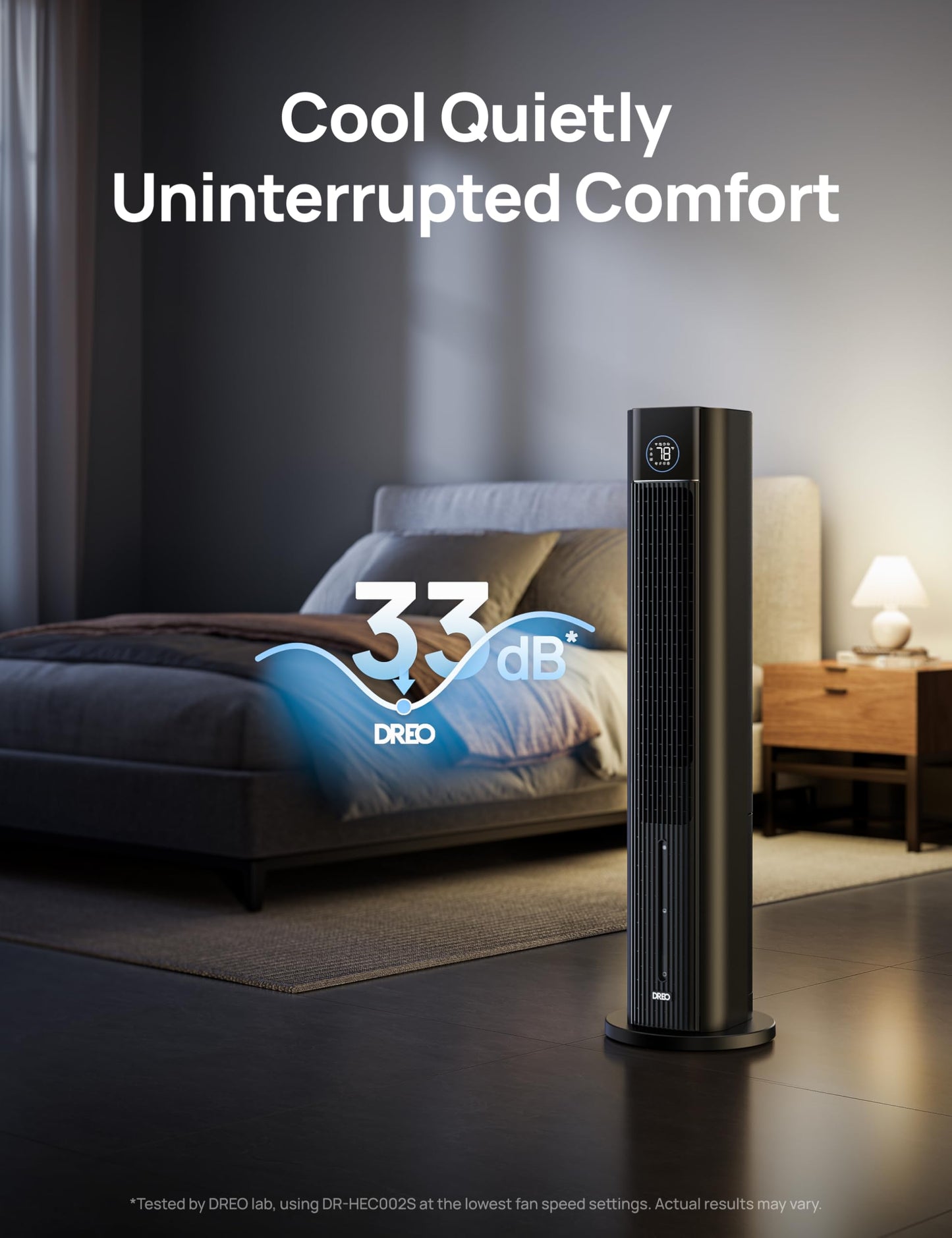 DREO Tower Fan for Bedroom, 43" Cooling Fans That Blow Cold Air 2026 Upgraded, Evaporative Air Cooler, Quiet 80° Oscillating Floor Fan, Easy Cleaning, APP Control, 4 Modes & 4 Speeds, 12H Timer, Black