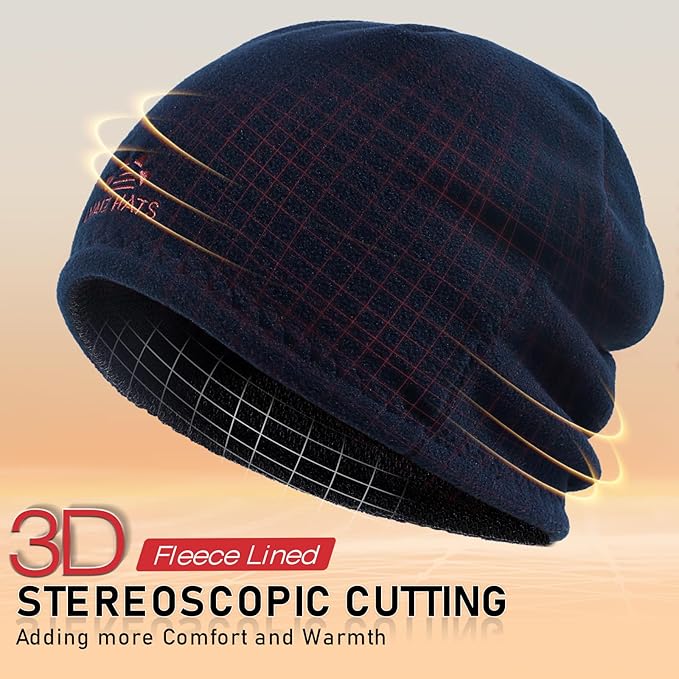 Lvaiz Mens Winter Beanie Hat Warm Fleece Lined Skull Cap for Men Reversible Women Windproof Watch Hat Knit Warm Unisex Beanie
