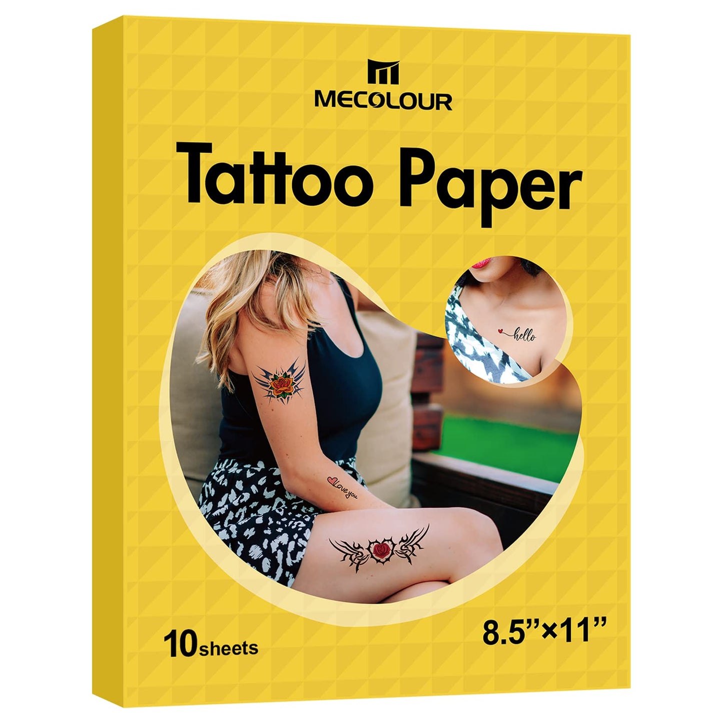 MECOLOUR Printable Temporary Tattoo Paper 8.5X11-10 sets for Inkjet printer DIY Image Transfer Decal Paper for Skin, For Celebra