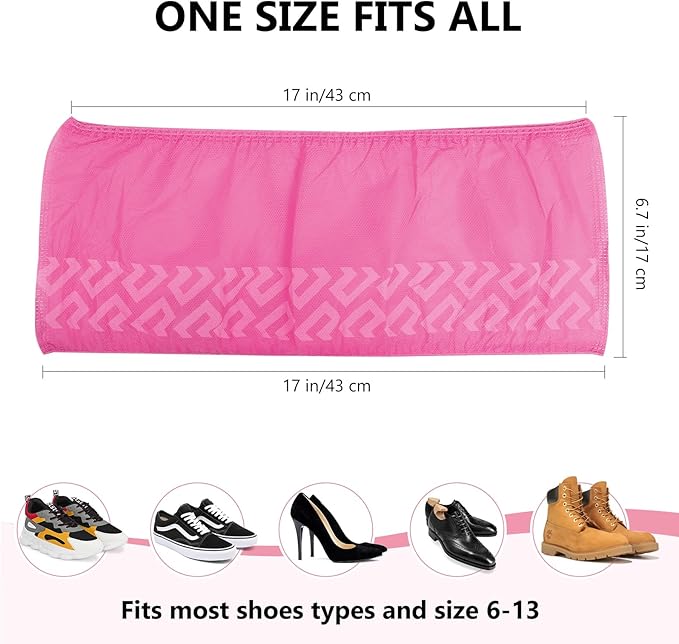 squish 200 Pack Shoe Covers Disposable Non-Slip, Pink Non-Woven Fabric Boot Covers for Indoors Breathable Slip Resistant Durable Boot&Shoes Cover, Protector Covers Fits Virtually Most Shoes