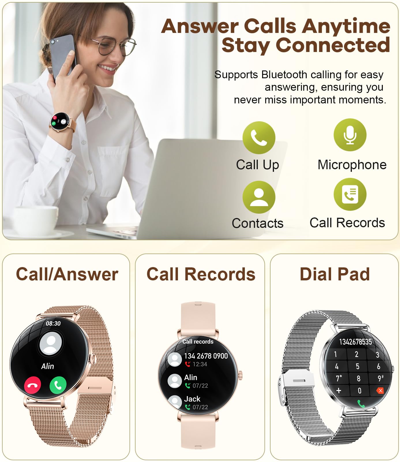 Lige Smart Watches For Women With Calls/Answer:1.43  Amoled Smart Watch Compatible With Android & Iphone, Waterproof Fitness Tra