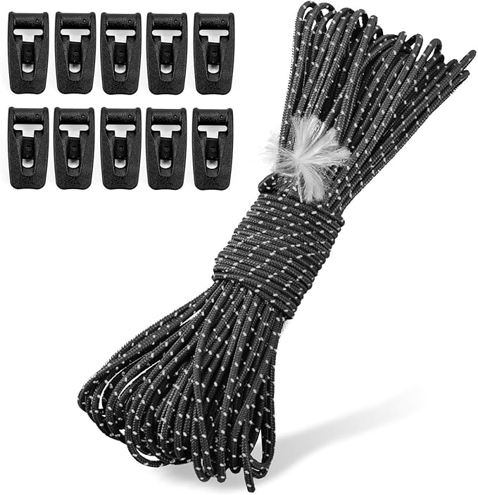 Hikeman Tent Guy Ropes 2mm-Ultralight Strong Guy Lines with Tensioner Reflective UHMWPE Fiber Tent Cord for Camping, Hikin...