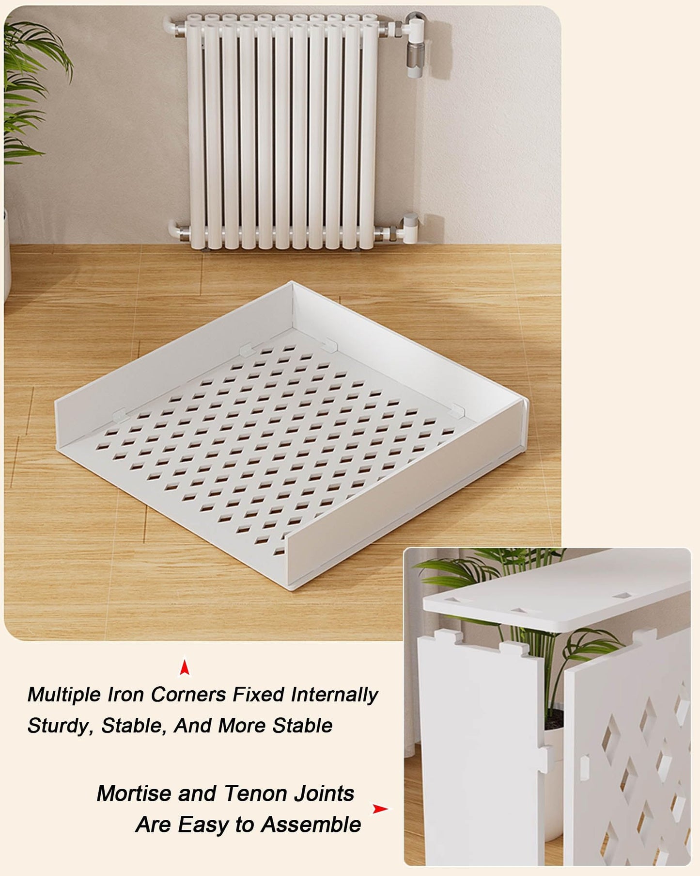 YYmmDQ White Radiator Cover for Home, Modern Rhombus-Grille Decoration Radiator Wall Heater Cover Cabinet Storage Shelf for Living Room, Bedroom Hallway, Home Furniture(19.7" Lx23.6 Hx5.9 W)