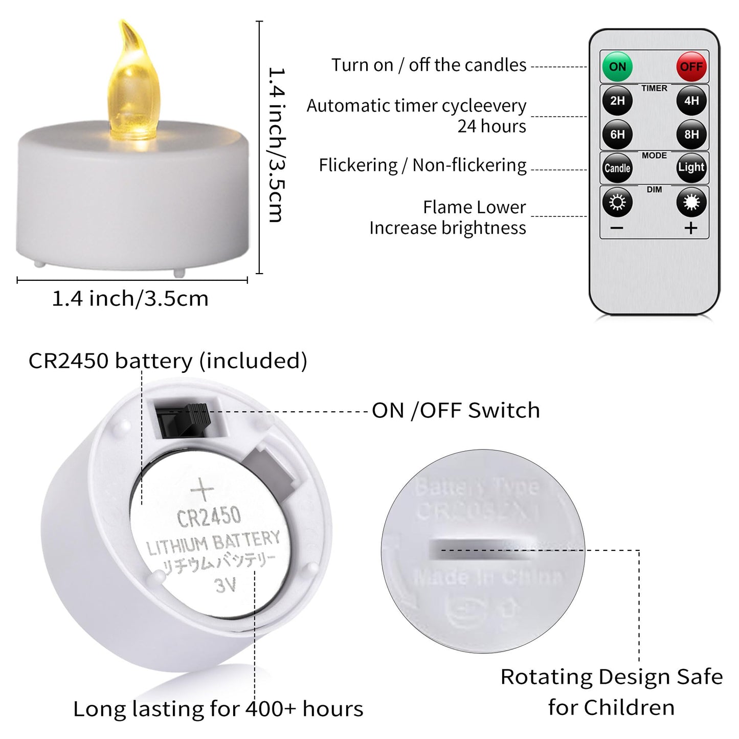 TSLVIC LED Tea Light Remote Control Candle,Flickering Flameless LED Candle,Long Lasting,Battery Operated with Timer for Home Decoration Seasonal &Festival Celebration WarmYellow (50pcs)