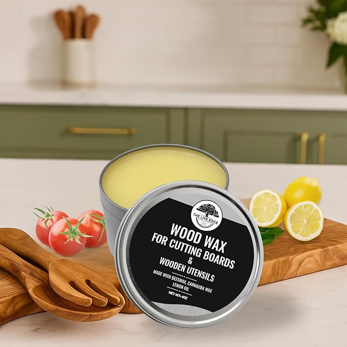 4oz Food Grade Beeswax Wood Polish and Cleaner | Beeswax for Cutting Board and Cooking Utensils | Carnauba Wax Food Grade Wood Restorer for Furniture Polish | Bee Wax Cutting Board Cream