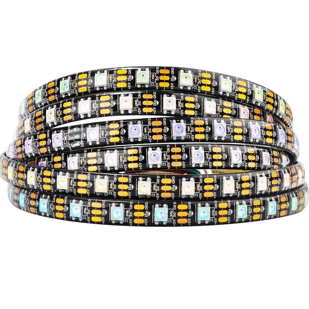 BTF-LIGHTING WS2812B IC RGB 5050SMD Pure Gold Individual Addressable LED Strip 16.4FT 300LED 60Pixel/m Flexible Full Color IP65 DC5V for DIY Chasing Color Project(No Adapter or Controller)