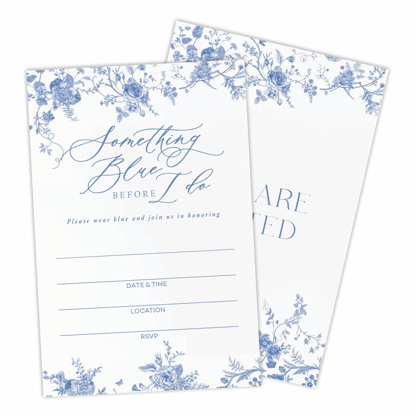 luixd Blue Floral Wedding Invitations, Something Blue Before I Do, 25 Blue Floral Invites With Envelopes, Fill In Style Invites For New Couples, Mr & Mrs Celebration, Party Favor & Supplies - A08