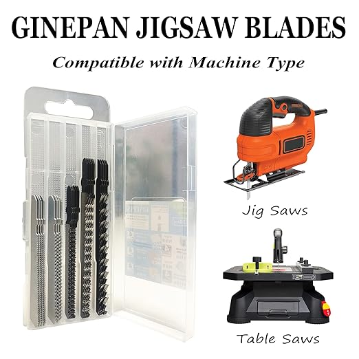 20PCS T Shank Jigsaw Blades Tool for Wood Plastic Metal Compatible with 90% Power Jig Saws Such as Bosch DEWALT RYOBI One+ Makita SKIL Black+Decker Includes 4 Each of T101B T101AO T144D T118A & T118B