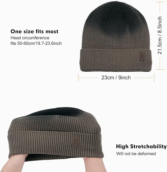 Wmcaps Winter Beanie for Men Women, Fleece Lined Beanie Soft Warm Knit Hat Ski Stocking Cuffed Cap