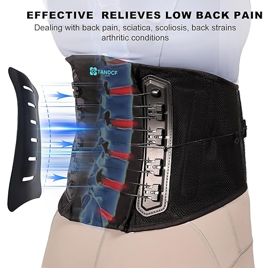 TANDCF Back Brace for Lower Back Pain Relief with Pulley System,Lumbar Support Belt for Men & Women with Bionic Support System, Ergonomic Design and Lightweight Skin Friendly Material (XXL)