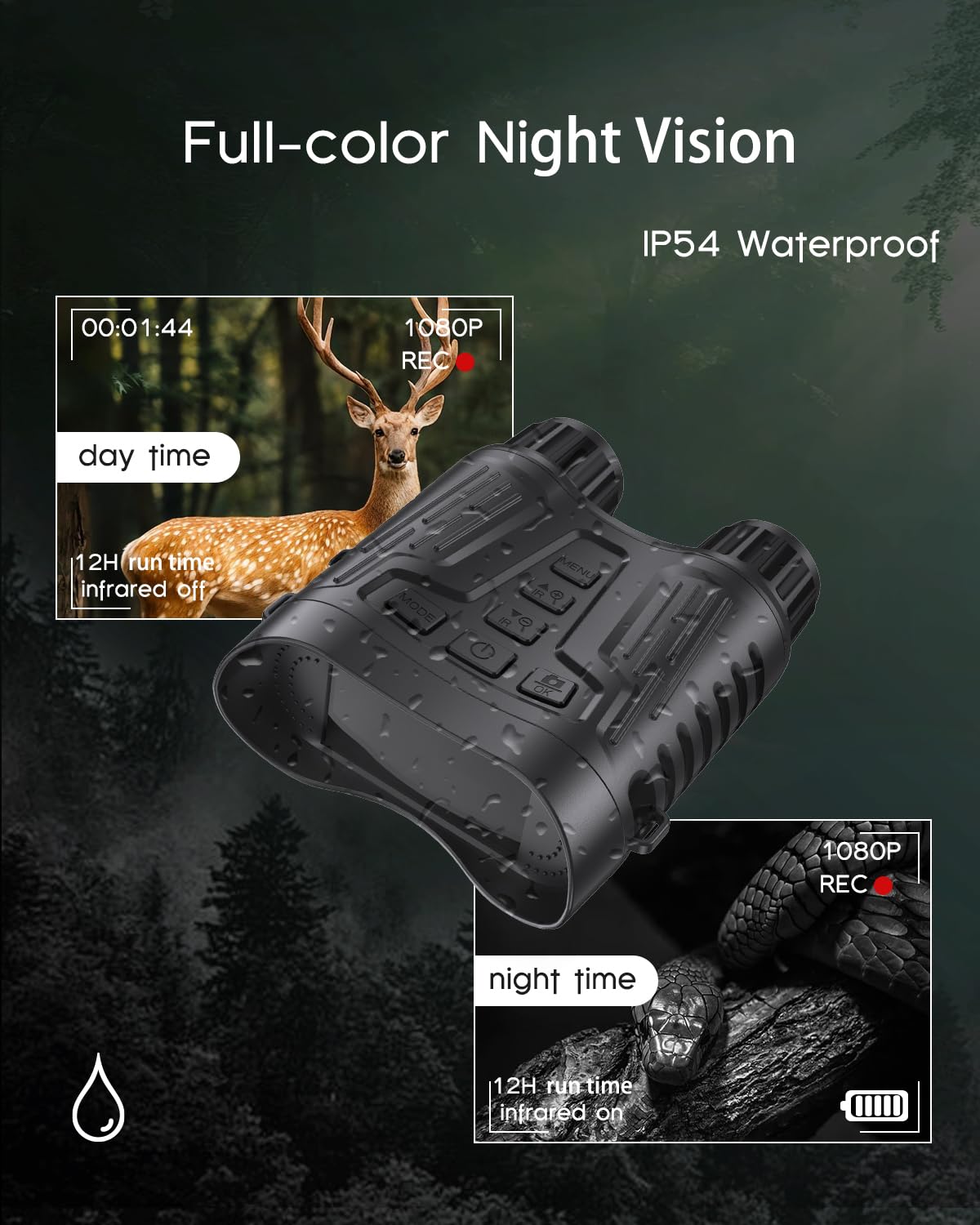 4K Night Vision Binoculars with Video Recording for Men, Gifts for Dad & Husband, 3.2" HD Display, 8X Zoom, 32GB Card, for Valentine’s Day, Birthday, Outdoor Camping and Wildlife Observation