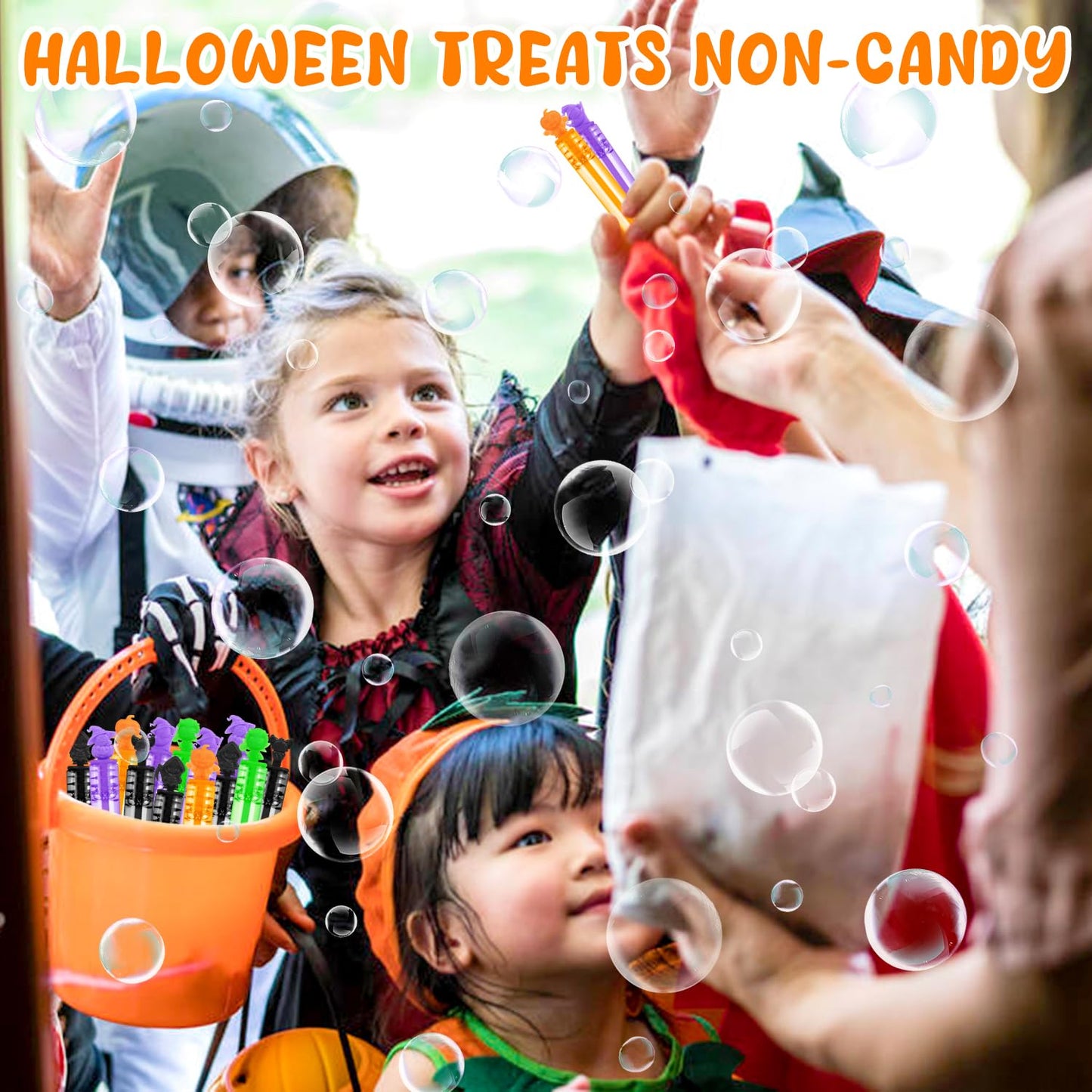 DERAYEE 36PCS Halloween Mini Bubble Wands for Kids, Mini Bubble Party Favors Toys Gifts Bulk for Boys Girls Trick or Treating Halloween Treats Non Candy Goodie Bag Fillers Classroom Awards (6 Styles)